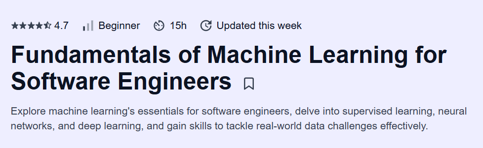Fundamentals of Machine Learning for Software Engineers Course