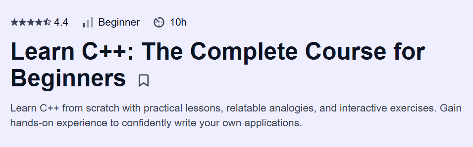 Learn C++: The Complete Course for Beginners Course