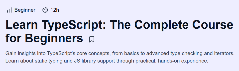 Learn TypeScript: The Complete Course for Beginners