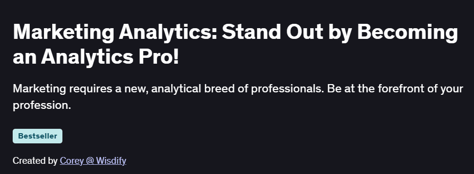 Marketing Analytics: Stand Out by Becoming an Analytics Pro! Course