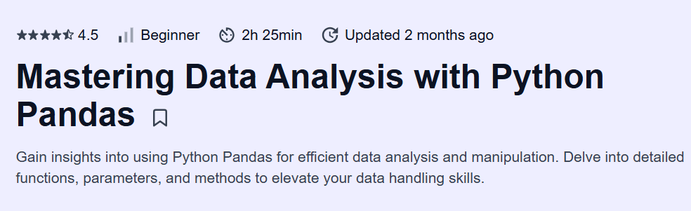 Mastering Data Analysis with Python Pandas Course