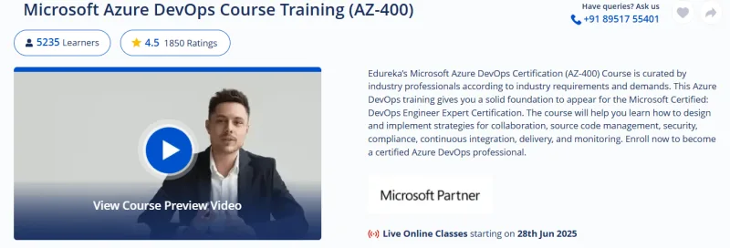 Microsoft Azure DevOps Course Training (AZ-400) Course