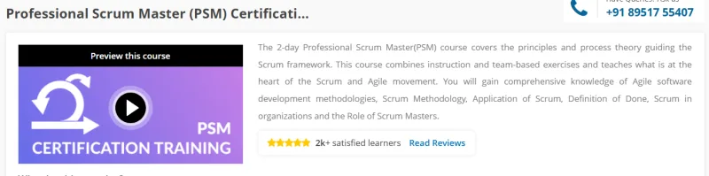 Professional Scrum Master (PSM) Certification Training Course