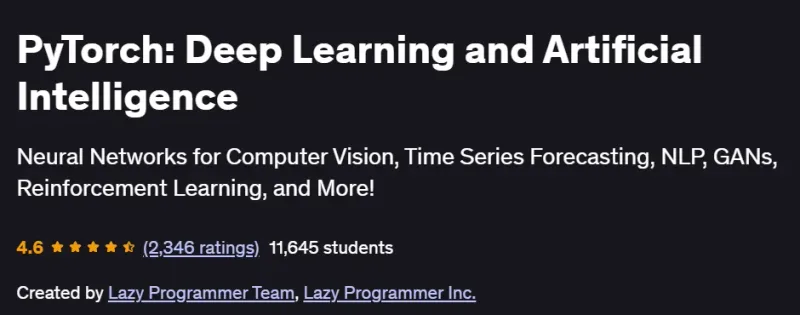 PyTorch: Deep Learning and Artificial Intelligence Course