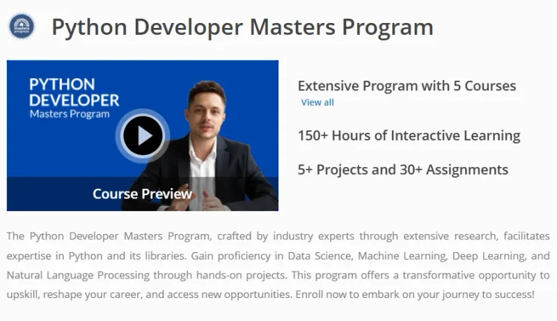 Python Developer Masters Program Course