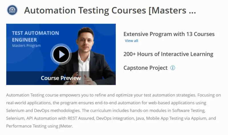 QA Automation Testing Training Course