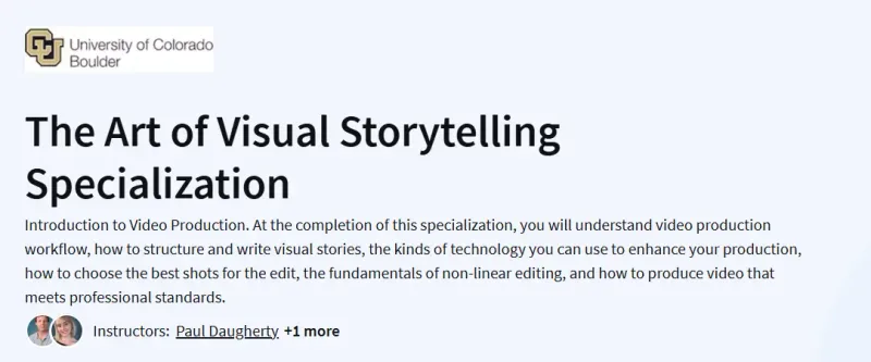 The Art of Visual Storytelling Specialization Course