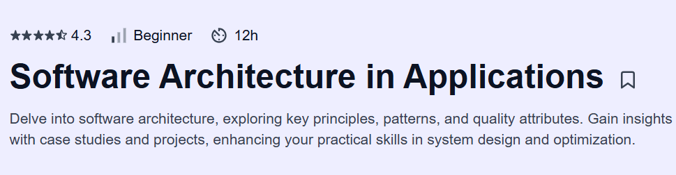 Software Architecture in Applications Course