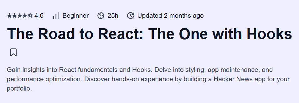 The Road to React: The One with Hooks Course
