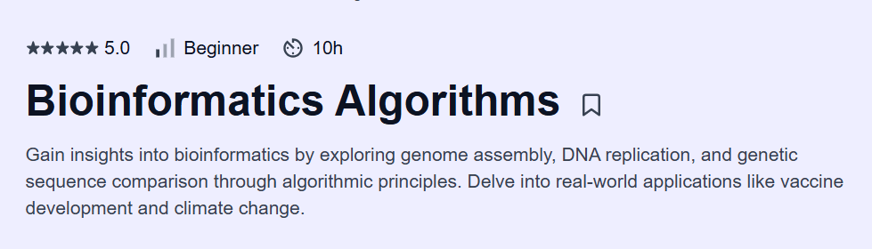 Bioinformatics Algorithms Course