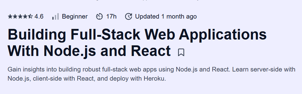 Building Full-Stack Web Applications With Node.js and React Course