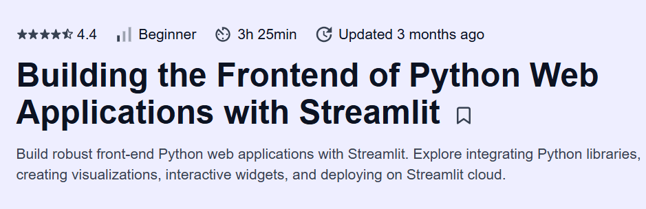 Building the Frontend of Python Web Applications with Streamlit Course