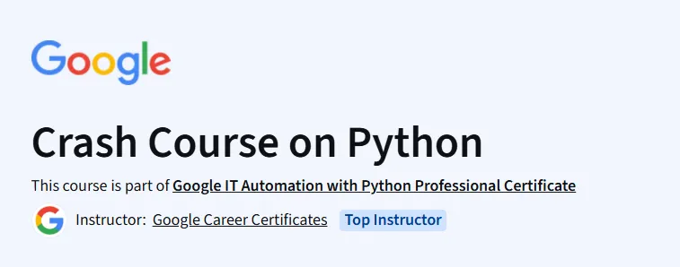 Crash Course on Python Course