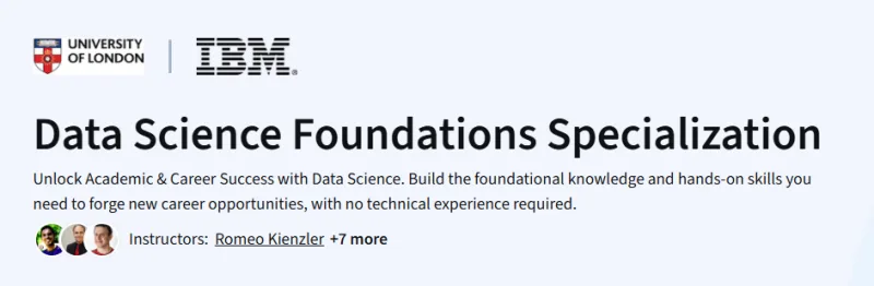 Data Science Foundations Specialization Course