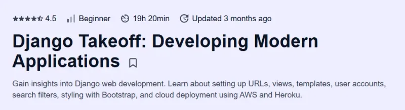 Django Takeoff: Developing Modern Applications Course