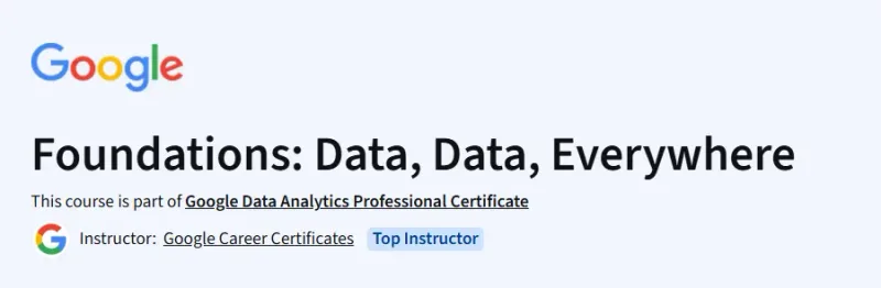 Foundations: Data, Data, Everywhere Course
