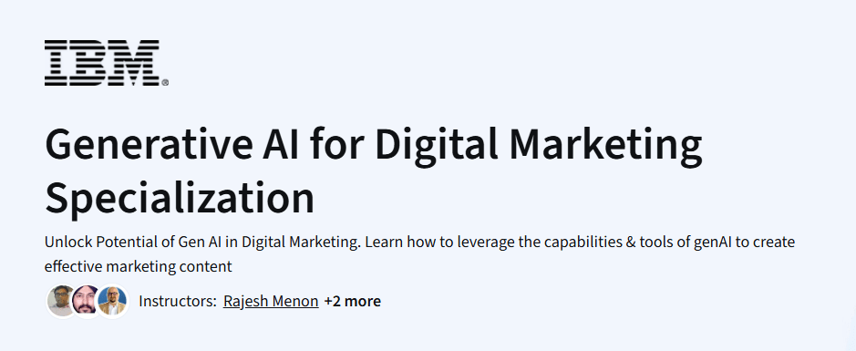 Generative AI for Digital Marketing Specialization Course