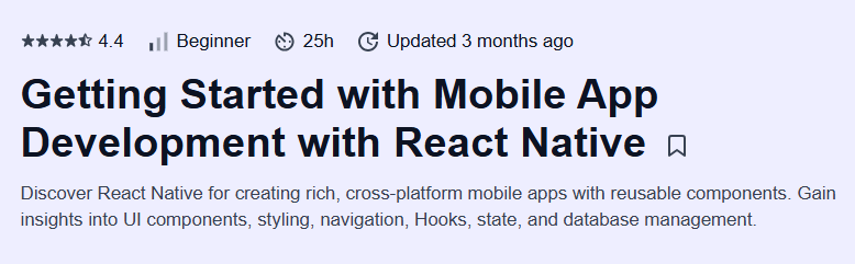 Getting Started with Mobile App Development with React Native Course
