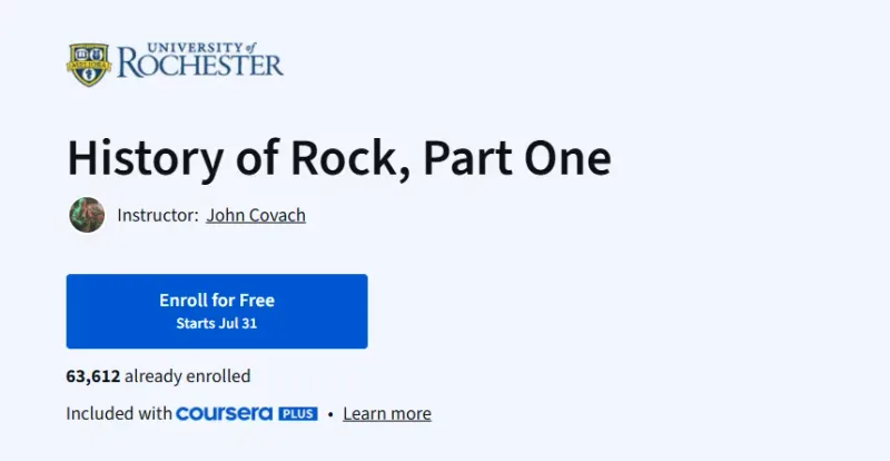 History of Rock, Part One Course