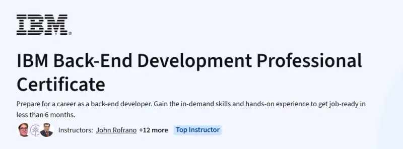 IBM Back-End Development Professional Certificate Course