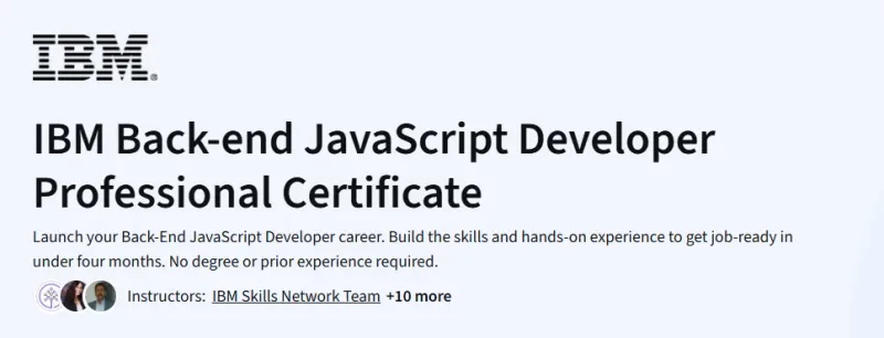 IBM Back-end JavaScript Developer Professional Certificate Course