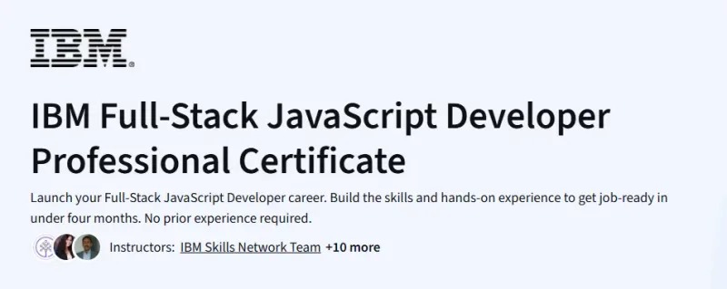 IBM Full-Stack JavaScript Developer Professional Certificate Course