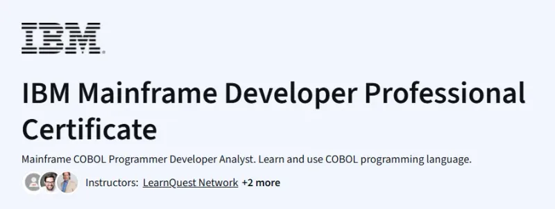 IBM Mainframe Developer Professional Certificate Course