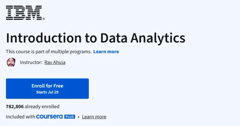 Introduction to Data Analytics Course