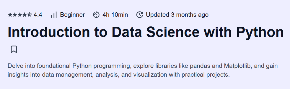 Introduction to Data Science with Python Course