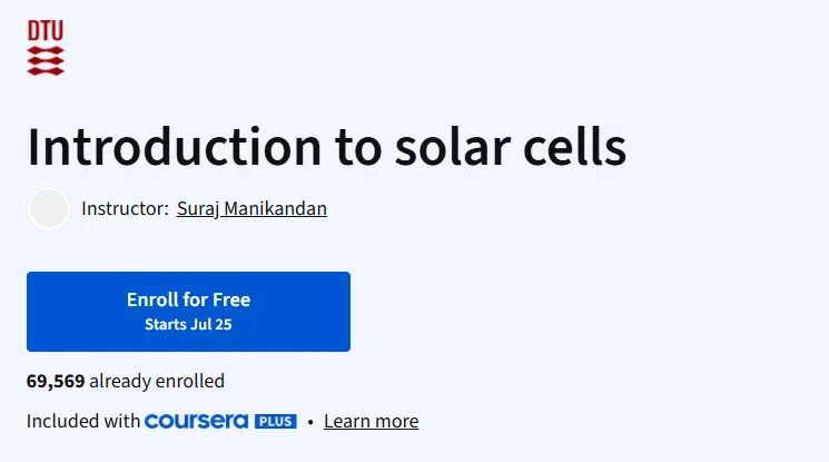 Introduction to solar cells Course