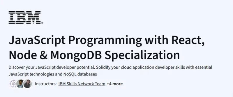 JavaScript Programming with React, Node & MongoDB Specialization Course