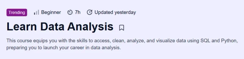 Learn Data Analysis Course