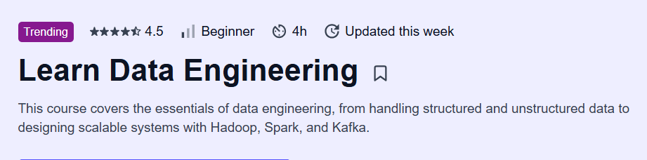 Learn Data Engineering Course