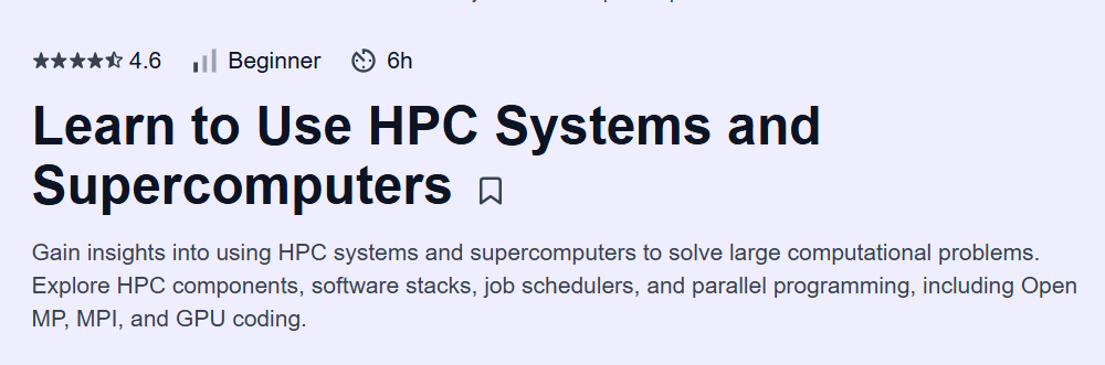 Learn to Use HPC Systems and Supercomputers Course