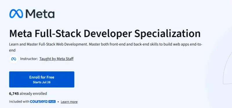 Meta Full-Stack Developer Specialization Course