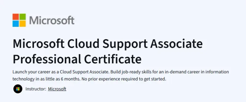 Microsoft Cloud Support Associate Professional Certificate Course