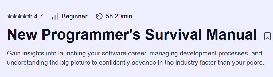 New Programmer’s Survival Manual Course