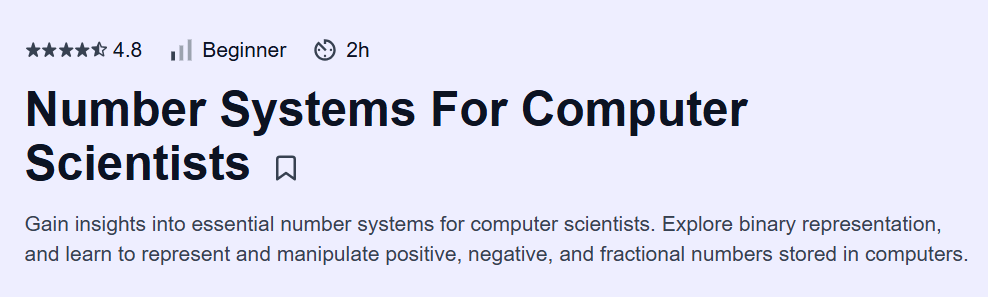 Number Systems For Computer Scientists Course
