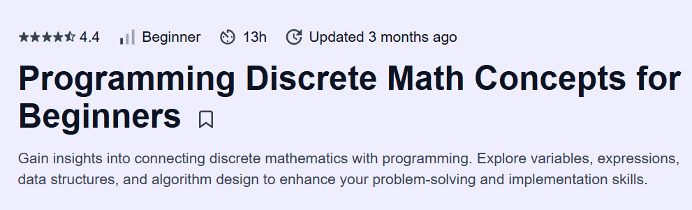 Programming Discrete Math Concepts for Beginners Course