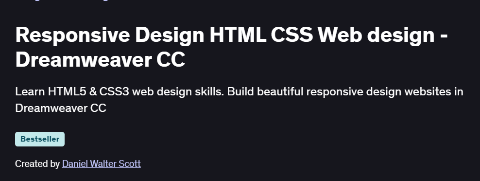 Responsive Design HTML CSS Web design – Dreamweaver CC Course