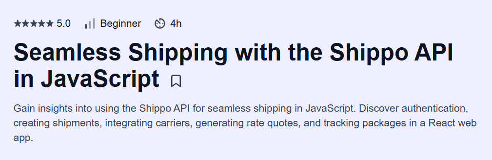 Seamless Shipping with the Shippo API in JavaScript Course