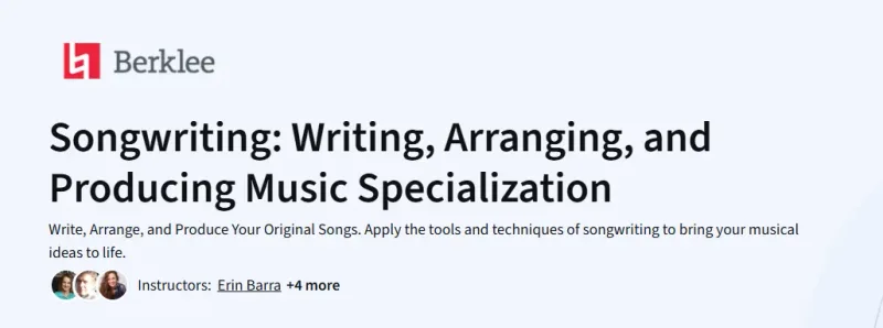 Songwriting: Writing, Arranging, and Producing Music Specialization Course