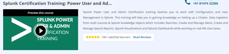 Splunk Certification Training: Power User and Admin Course