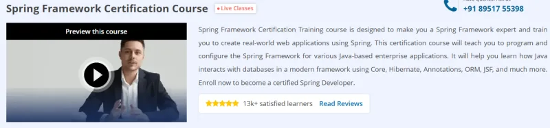 Spring Framework Certification Course