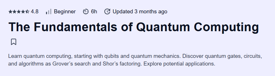 The Fundamentals of Quantum Computing Course