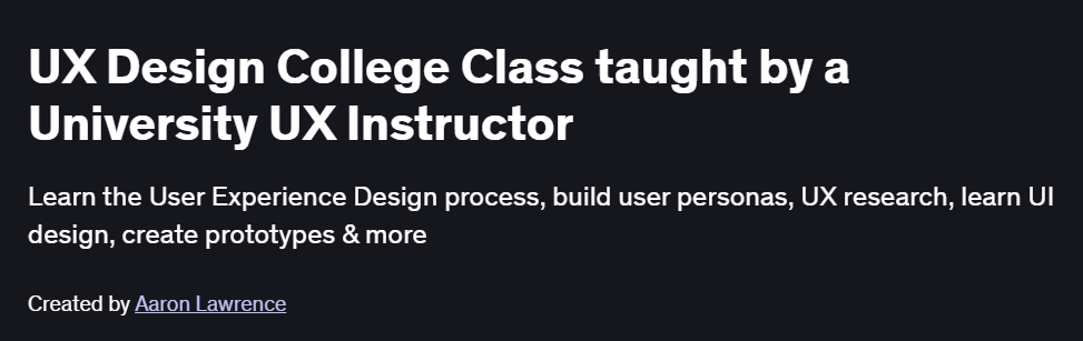 UX Design College Class taught by a University UX Instructor Course