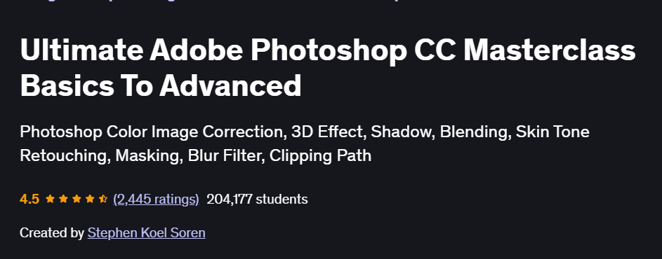 Ultimate Adobe Photoshop CC Masterclass Basics To Advanced Course