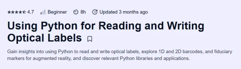 Using Python for Reading and Writing Optical Labels Course