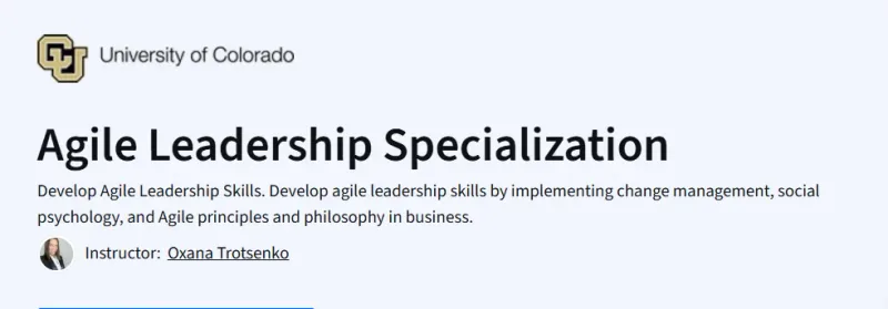 Agile Leadership Specialization course