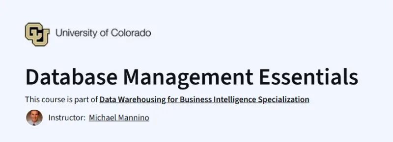 Database Management Essentials course